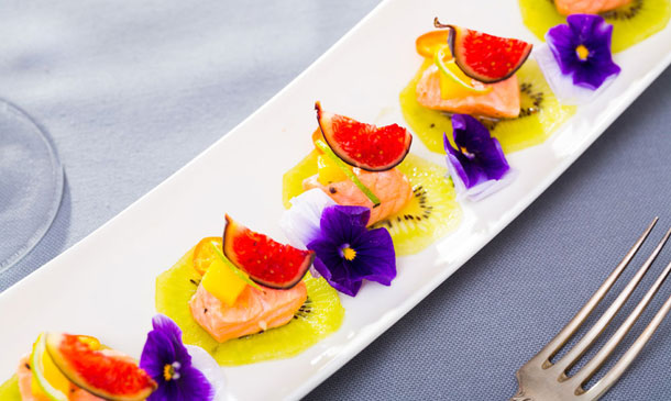 Ceviche de trucha con kiwi Ceviche de trucha con kiwi