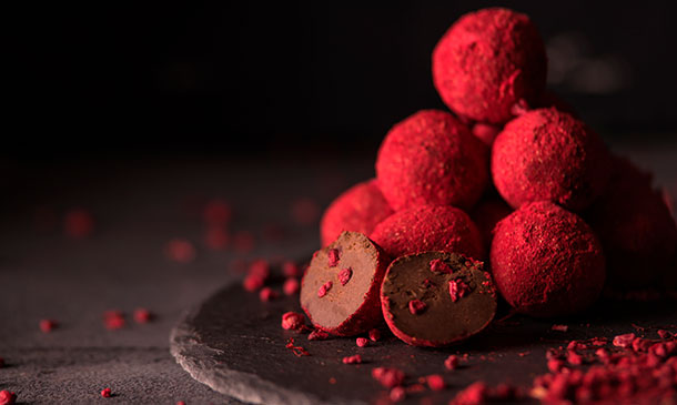 Trufas de chocolate con frambuesa Trufas de chocolate con frambuesa