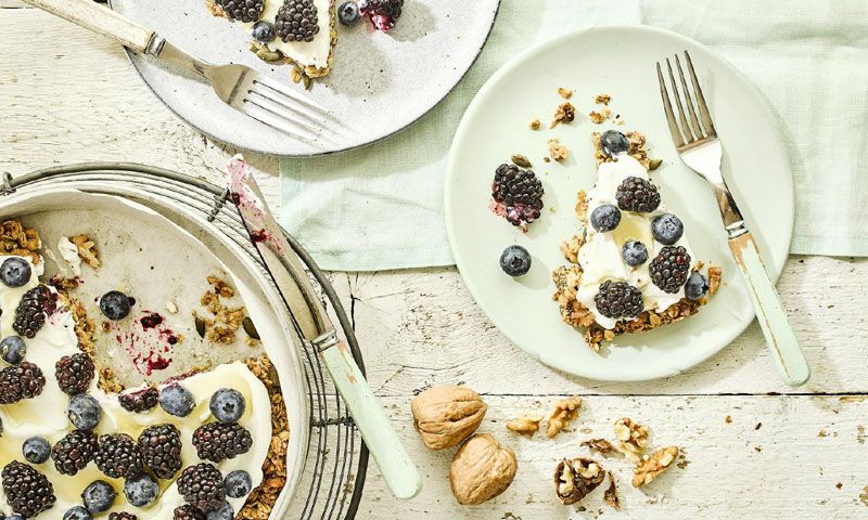 Pizza de granola y nueces