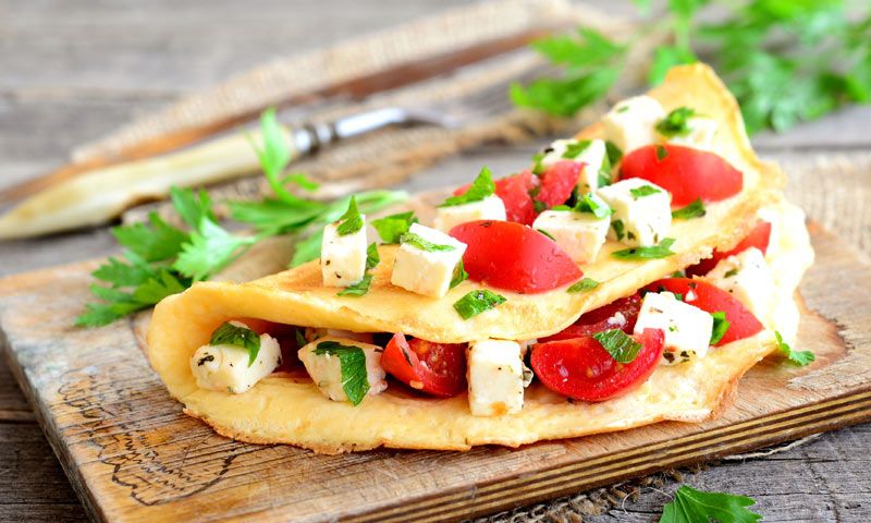 Tortilla con menta y queso feta