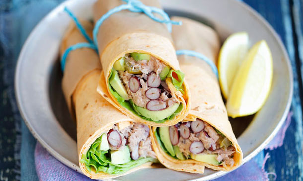 'Wrap' de atún, aguacate y judías rojas 'Wrap' de atún, aguacate y judías rojas
