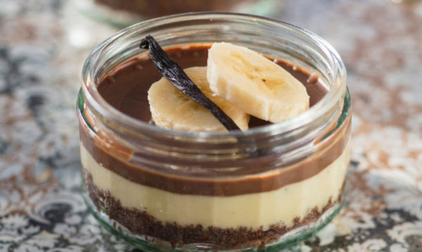 'Cheesecake' de plátano y chocolate 'Cheesecake' de plátano y chocolate