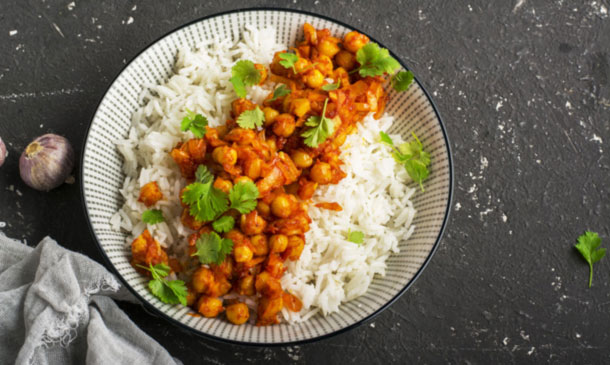 Curry de garbanzos con arroz basmati Curry de garbanzos con arroz basmati