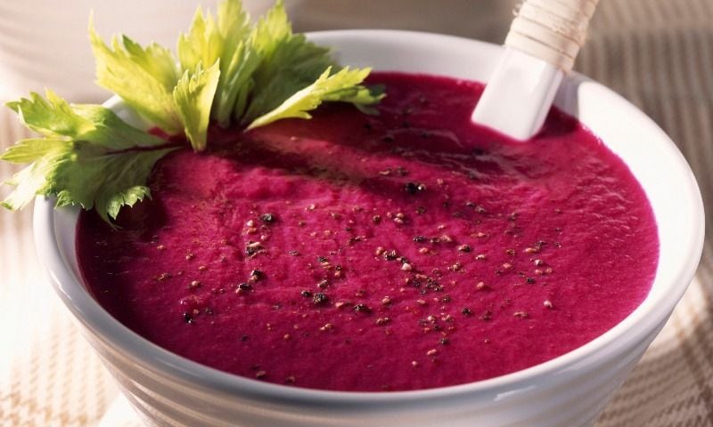 Salmorejo de remolacha con queso azul