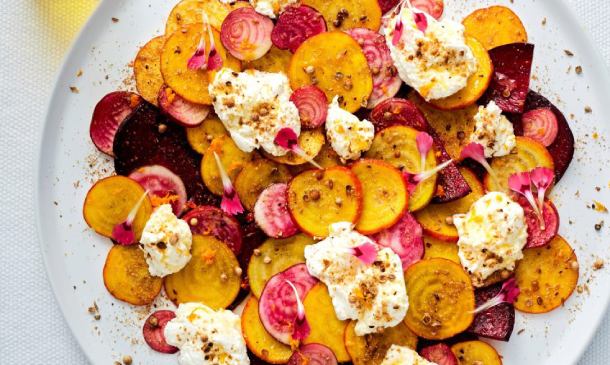 'Carpaccio' de remolachas y queso de cabra