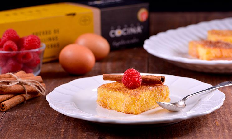 Leche frita con canela y frambuesas Leche frita con canela y frambuesas