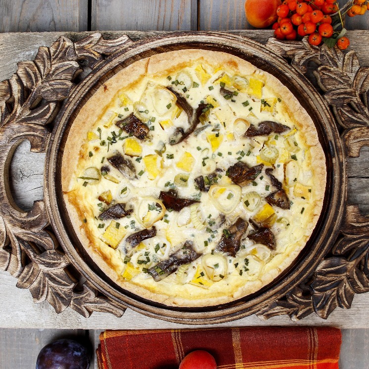 'Quiche' carbonara con setas