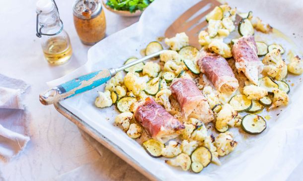 Rollitos de pollo y jamón al horno Rollitos de pollo y jamón al horno
