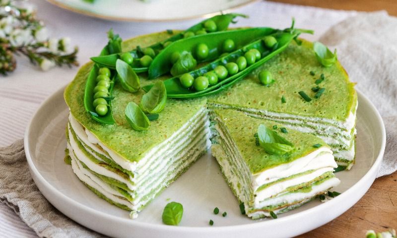 Pastel de guisantes y queso crema