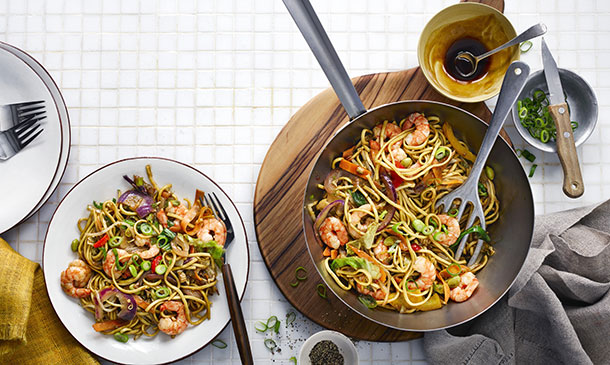 Chow mein de langostinos Chow mein de langostinos