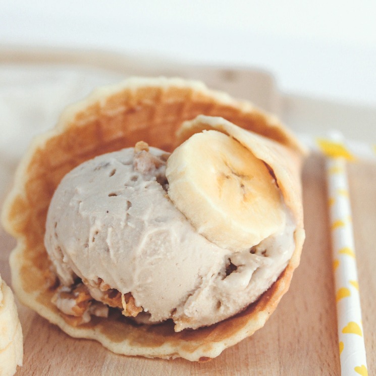Helado de mantequilla de cacahuete y plátano