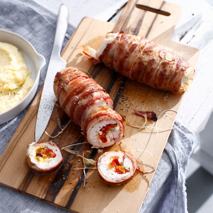Pollo Relleno De Verduras Y Queso Con Pure De Patata