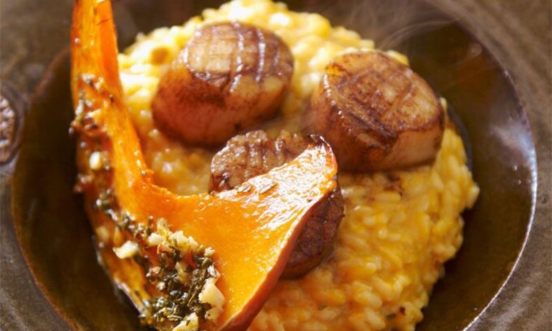 'Risotto' de calabaza y vieiras
