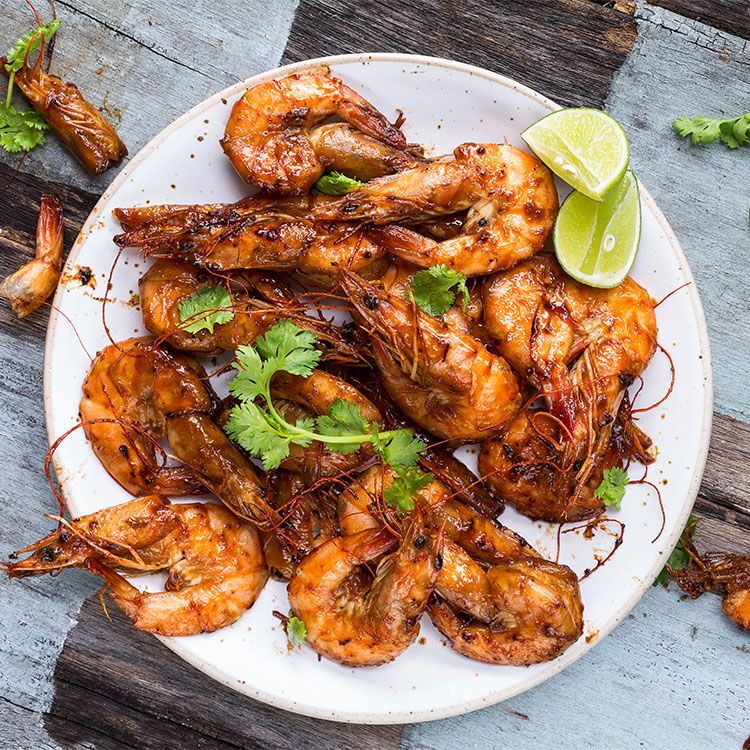 Gambas a la barbacoa marinadas con salsa de tamarindo Gambas a la barbacoa marinadas con salsa de tamarindo