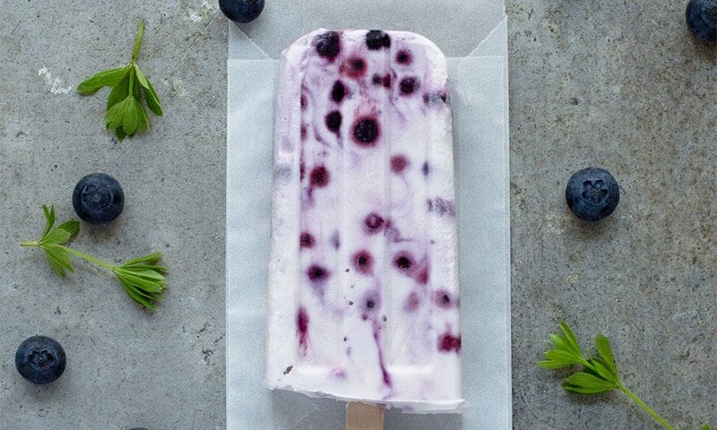 Polos de yogur con arándanos