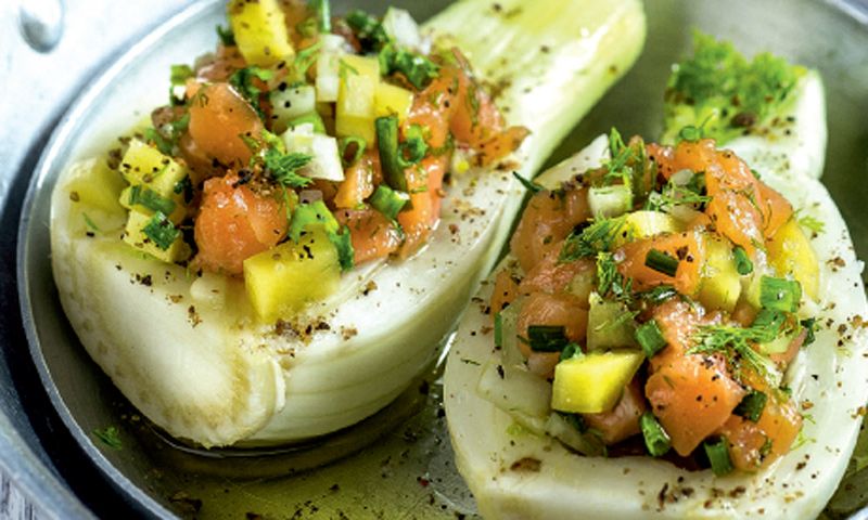 Hinojos rellenos de salmón