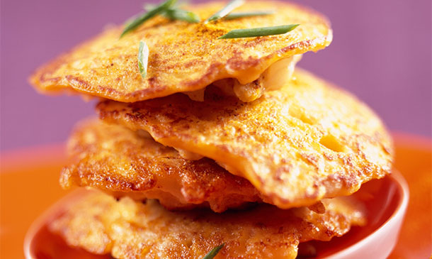 Tortitas de coliflor al curry Tortitas de coliflor al curry