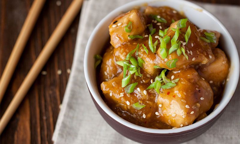 Pollo en salsa de naranja y jengibre