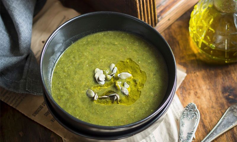 Crema de espinacas y berenjena