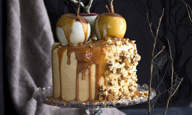 Tarta de Halloween de manzana y caramelo Tarta de Halloween de manzana y caramelo