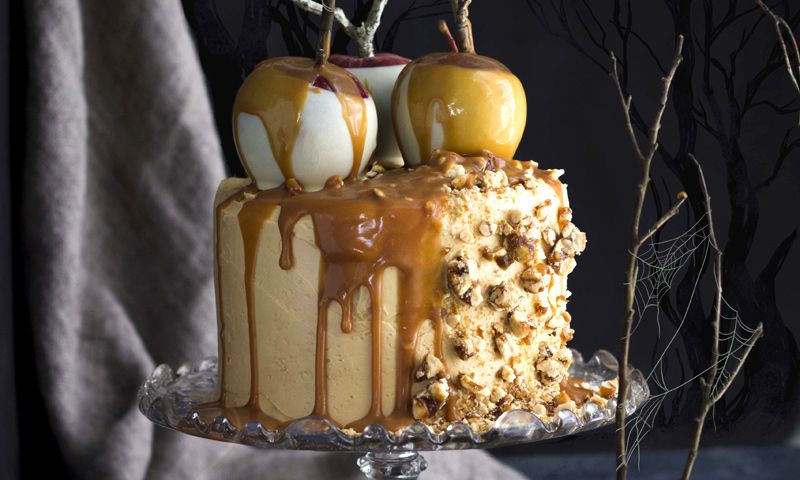 Tarta de Halloween de manzana y caramelo