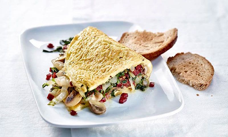 Tortilla de acelgas y champiñones