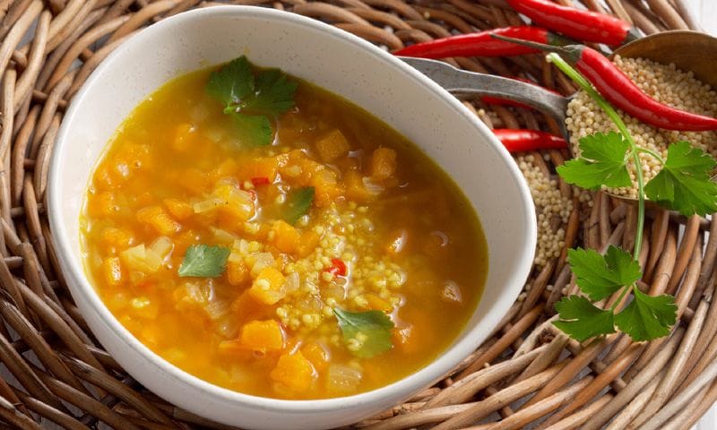 Sopa de amaranto y calabaza
