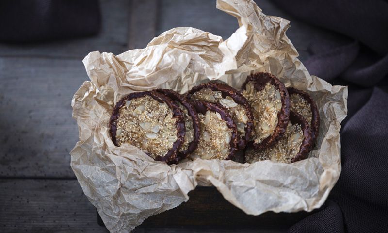 Florentinas de chocolate, amaranto y almendra