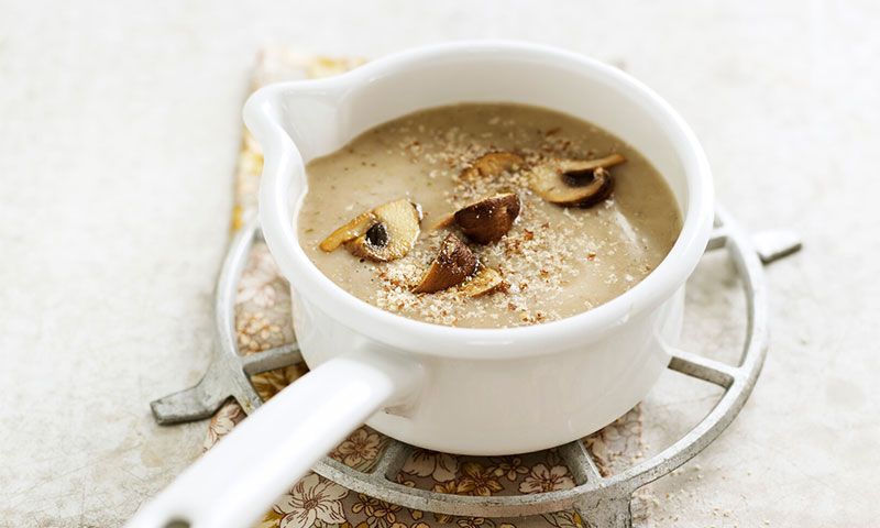 Crema de champiñón Portobello con avellanas