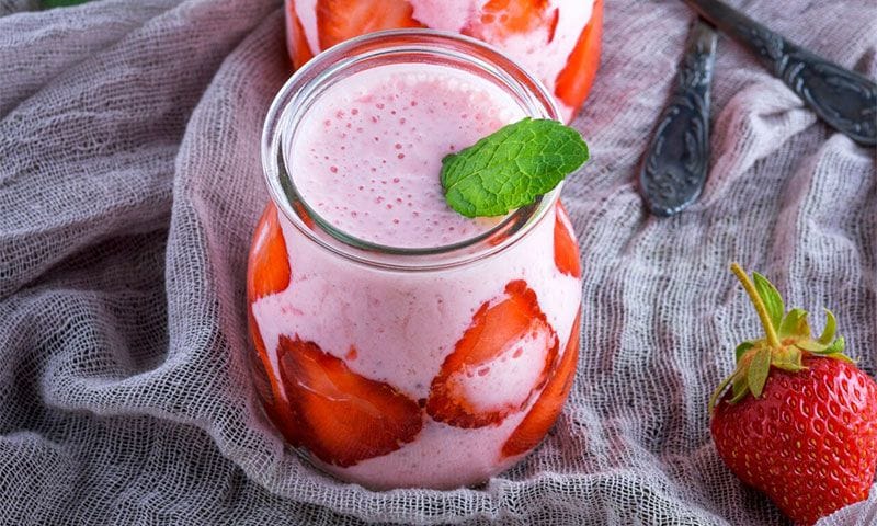 'Smoothie' de yogur y fresas