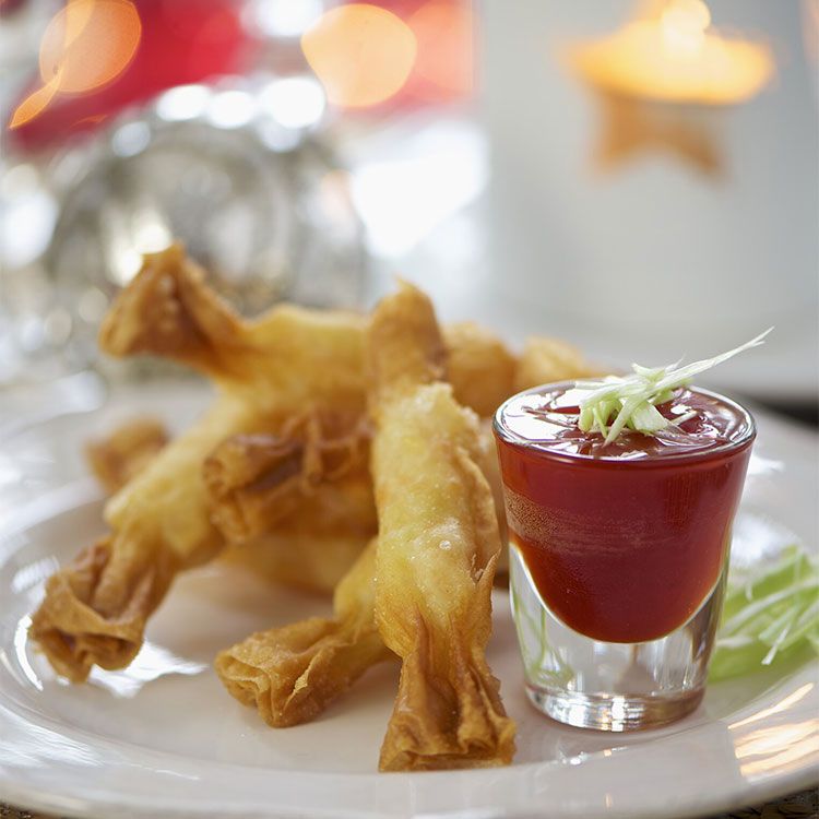 'Briks' de langostinos con salsa agripicante 'Briks' de langostinos con salsa agripicante
