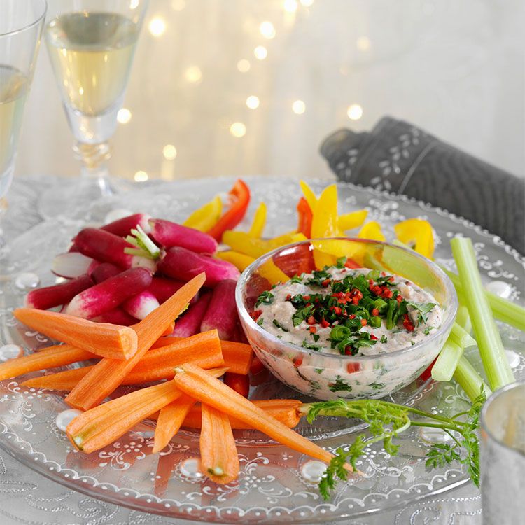 Crudités con humus picante de alubias blancas Crudités con humus picante de alubias blancas