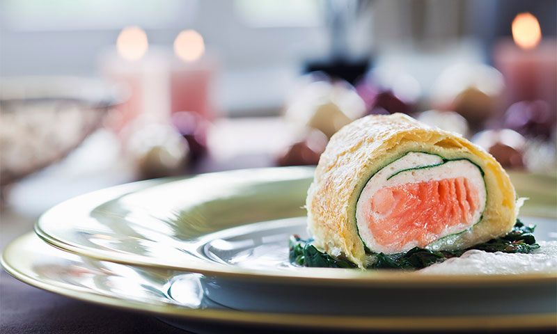 'Strudel' de salmón, queso y espinacas