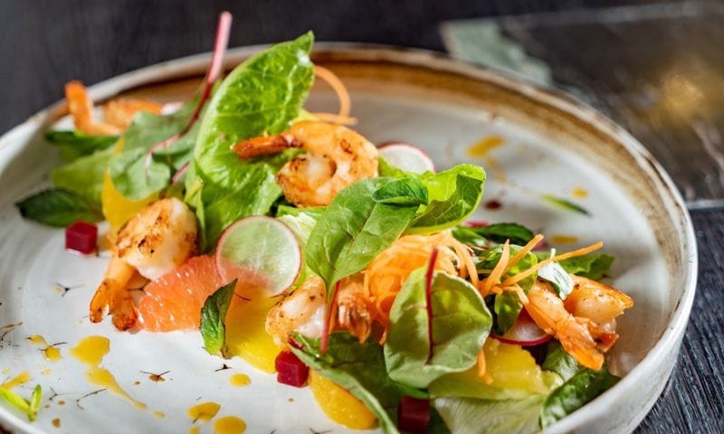 Ensalada de naranja con gambas