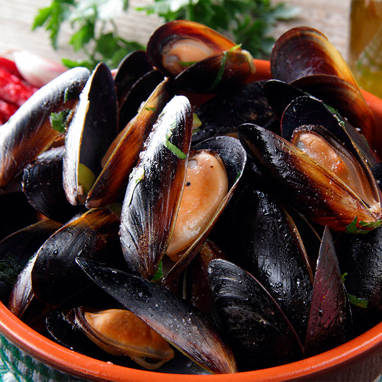 Mejillones al vapor con ajo y guindilla