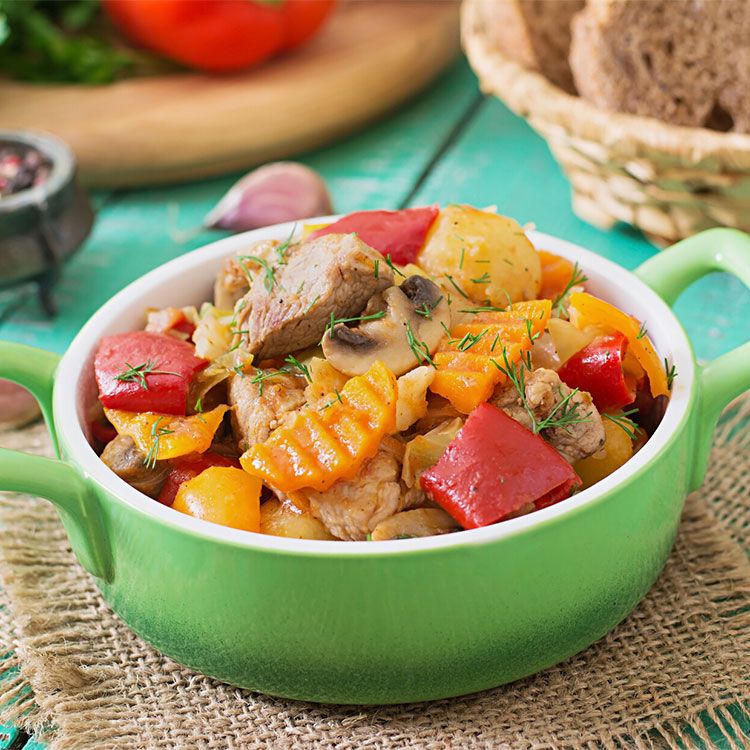 Ragú de magro de cerdo con vegetales
