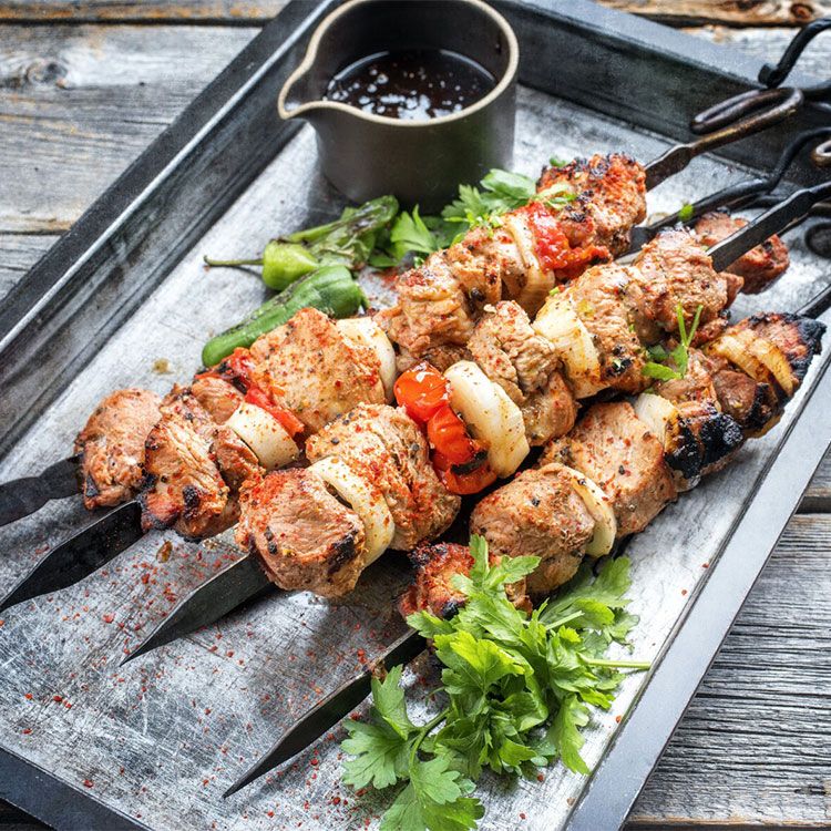 Kebab de cordero con verduras Kebab de cordero con verduras