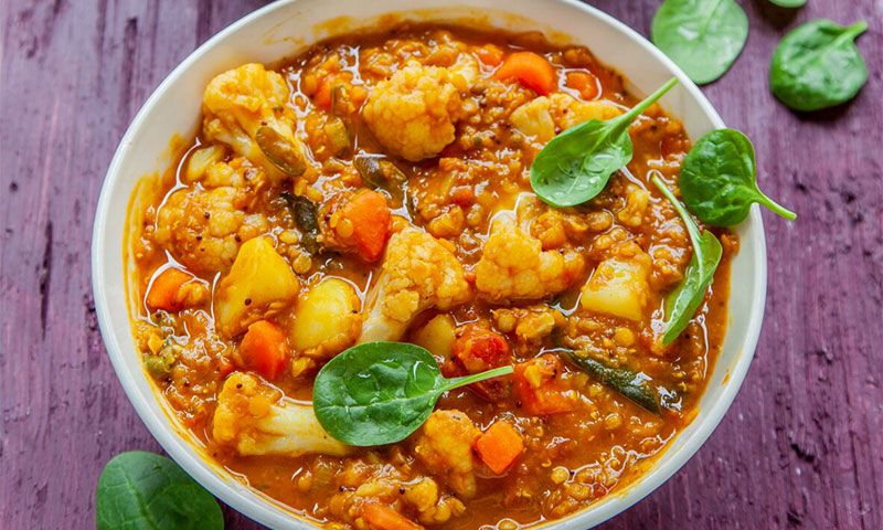 Curry de lentejas y coliflor con tamarindo