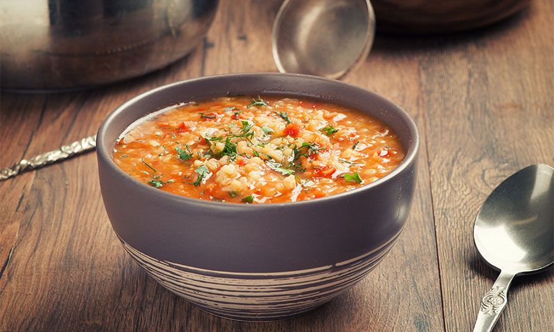 Sopa de lentejas y bulgur