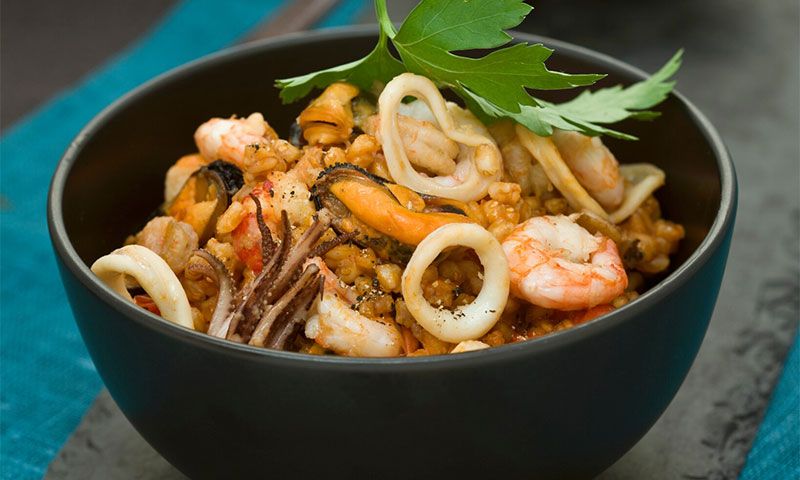 'Risotto' de bulgur y marisco
