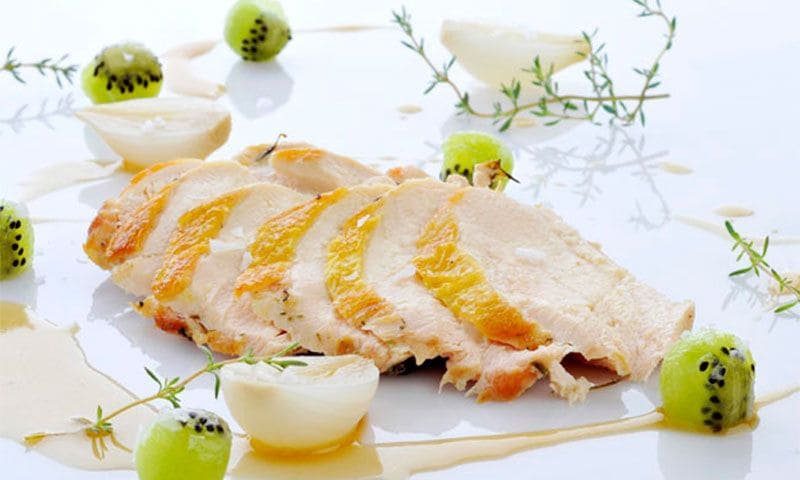 Pechugas de pollo asadas con kiwi