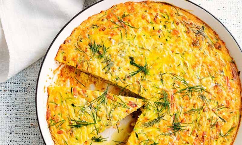 'Frittata' de calabacín con beicon y queso gorgonzola