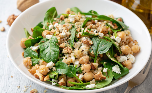 Ensalada de garbanzos, espinacas y quinoa Ensalada de garbanzos, espinacas y quinoa