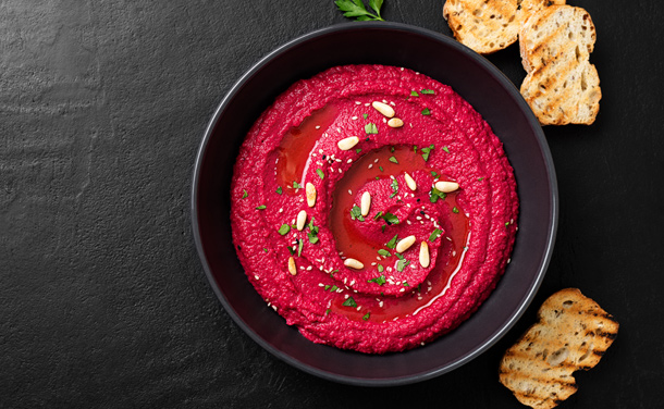 'Dip' de hummus de remolacha 'Dip' de hummus de remolacha