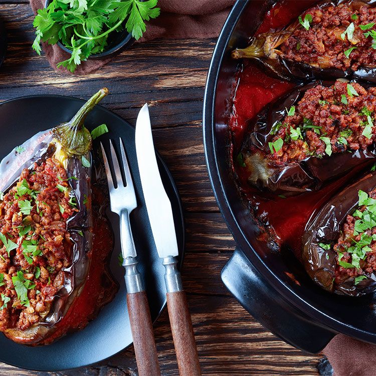 Berenjenas rellenas de carne picada Berenjenas rellenas de carne picada