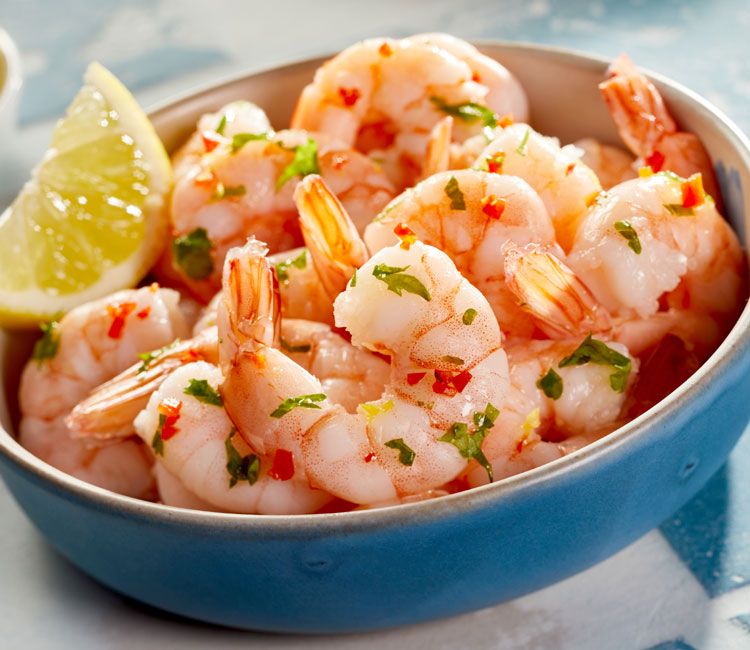 Gambas al vapor con guindilla y cilantro Gambas al vapor con guindilla y cilantro