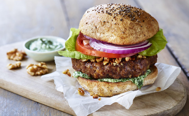Hamburguesas de quinoa y chía con nueces Hamburguesas de quinoa y chía con nueces