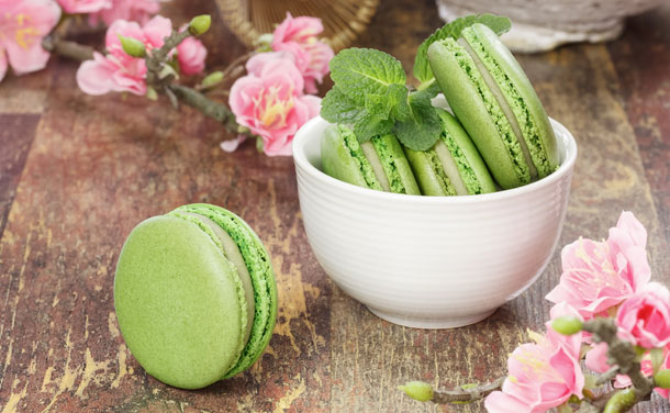 'Macarons' de té matcha y crema de vainilla 'Macarons' de té matcha y crema de vainilla