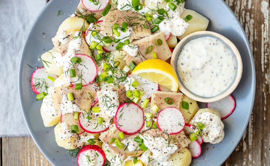 Ensalada de patata y trucha ahumada