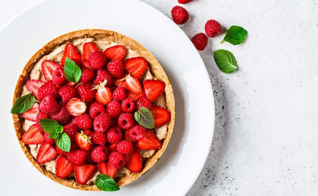 Tarta de frutos rojos y crema pastelera